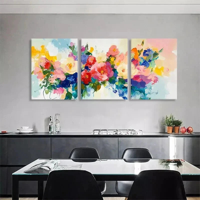 3pcs Abstract Floral Blooming Artistic Perfect Wall Art Set Canvas Framed 40x60cm - High Quality Print 100% Australian Made Wall Canvas Ready to Hang