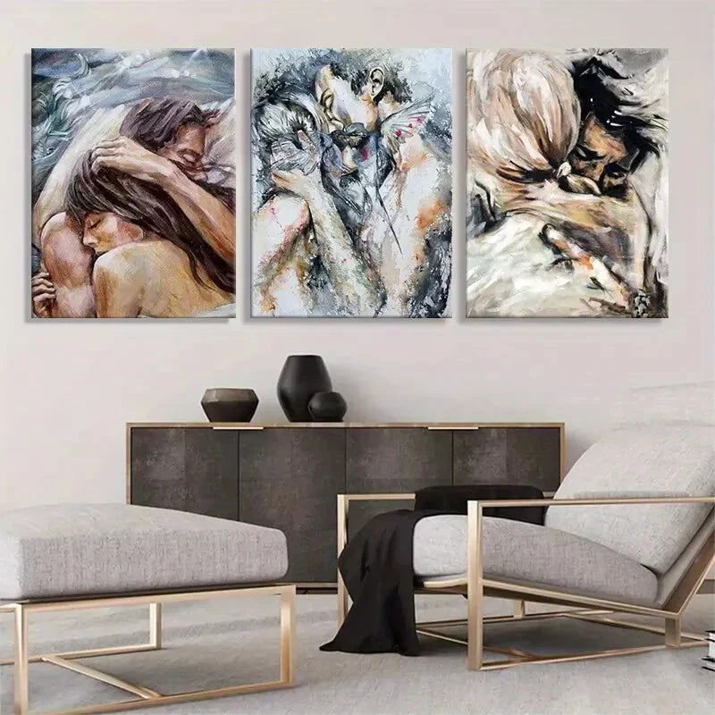 3pcs Romantic Love Embrace Soft Perfect Wall Art Set Canvas Framed 40x60cm - High Quality Print 100% Australian Made Wall Canvas Ready to Hang