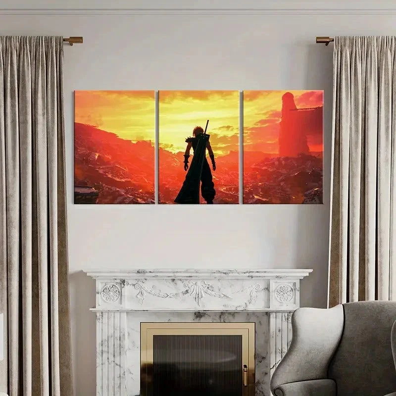 3pcs Vibrant Fantasy Game Character Wall Art Set Canvas Framed 60x90cm - High Quality Print 100% Australian Made Wall Canvas Ready to Hang