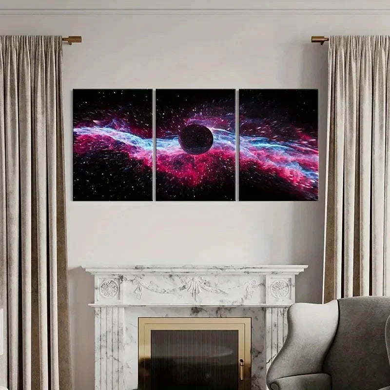 3pcs Vibrant Planet & Nebula Posters Wall Art Set Canvas Framed 40x60cm - High Quality Print 100% Australian Made Wall Canvas Ready to Hang