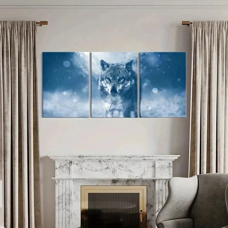 3pcs Animal Art Painting Wolf Modern Wall Art Set Canvas Framed 40x60cm - High Quality Print 100% Australian Made Wall Canvas Ready to Hang