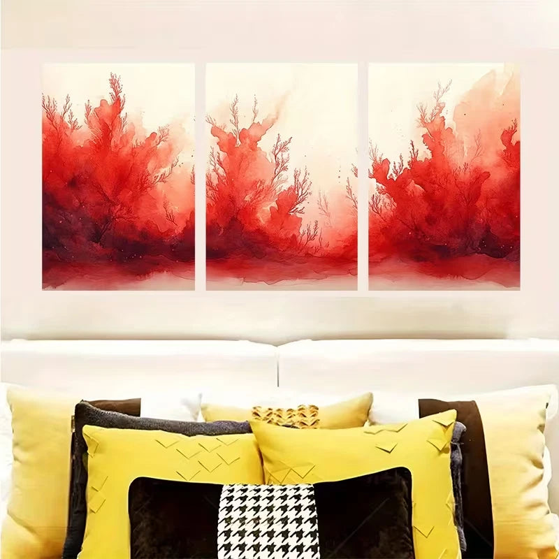 3pcs Red Sea Nature Coral Painting Wall Art Set Canvas Framed 40x60cm - High Quality Print 100% Australian Made Wall Canvas Ready to Hang