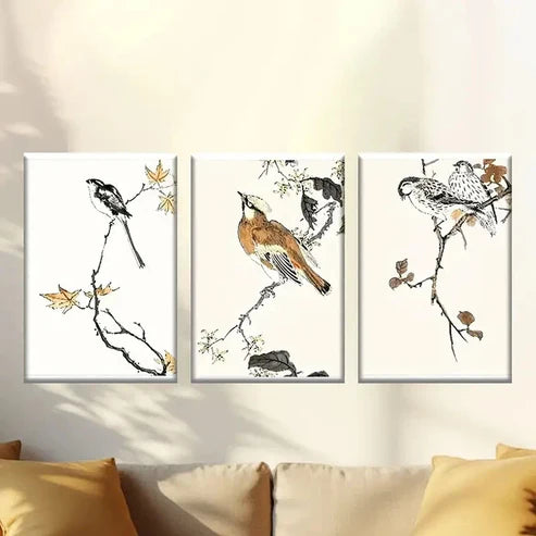 3pcs Birds and Flowers Wallpaper Wall Art Set Canvas Unframed – High Quality Print 100% Australian Made Wall Canvas
