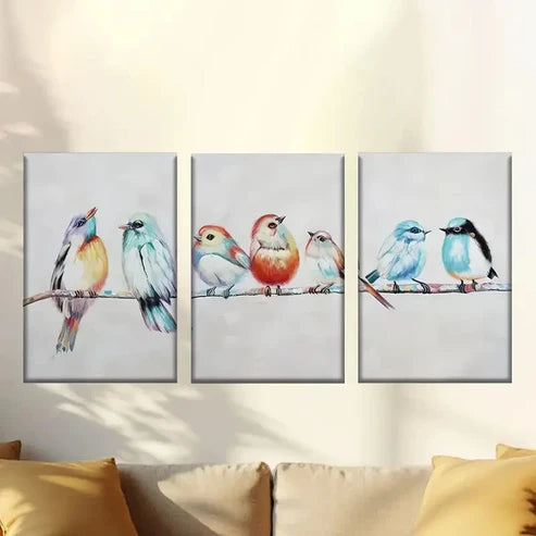 3pcs birds on a wire Wall Art Set Canvas Unframed - High Quality Print 100% Australian Made Wall Canvas