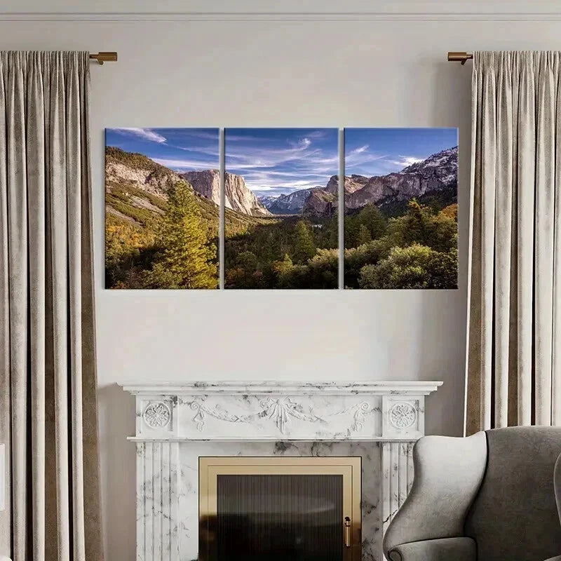 3pcs Nature Landscape Mountains Trees Wall Art Set Canvas Framed 40x60cm - High Quality Print 100% Australian Made Wall Canvas Ready to Hang
