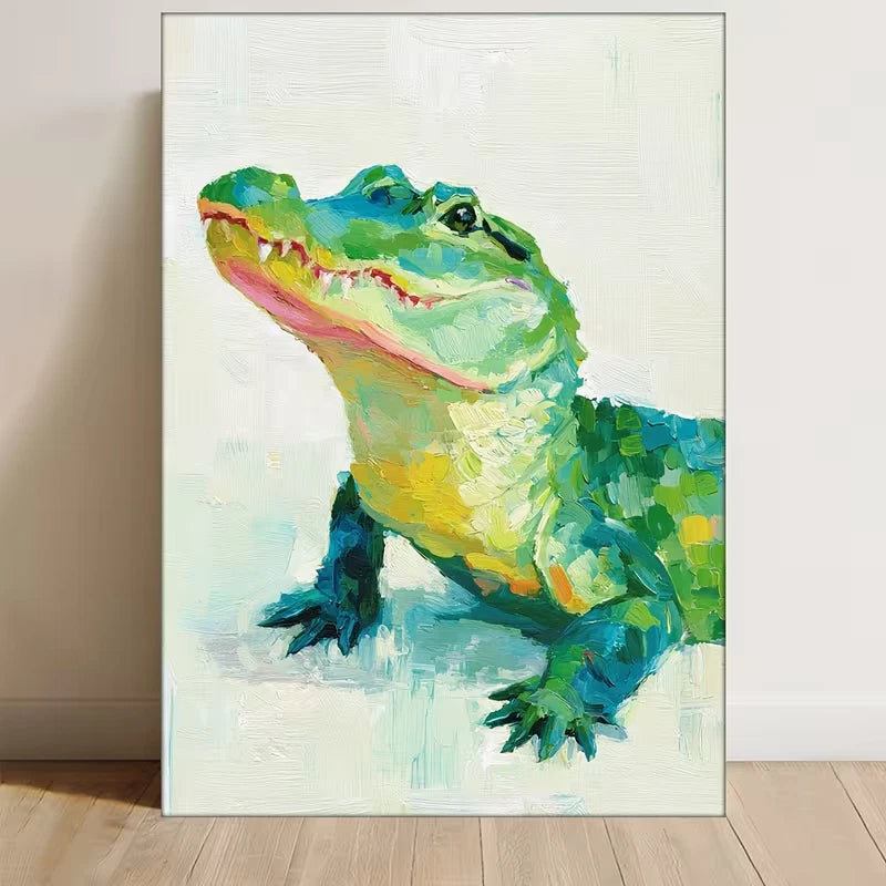 Colorful Crocodile Painting Metal Print Ready to Hang