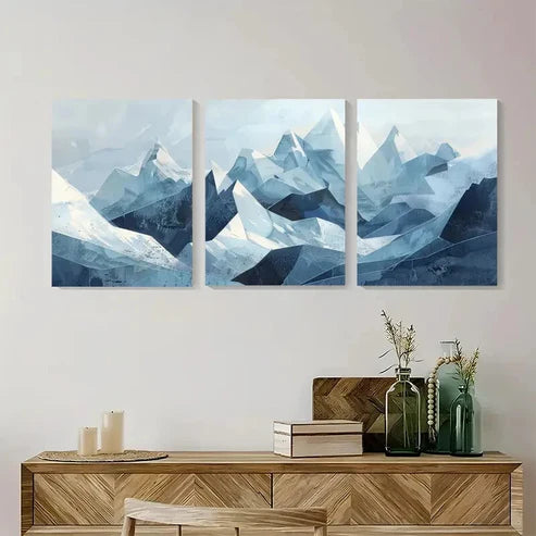 3pcs Abstract Mountain Triptych Wall Art Set Canvas Unframed - High Quality Print 100% Australian Made Wall Canvas