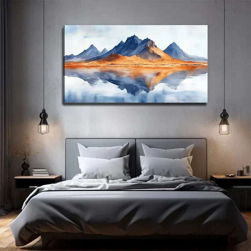 Modern Minimalist Mountain Wall Art Canvas Office Home Room Framed 120x60cm