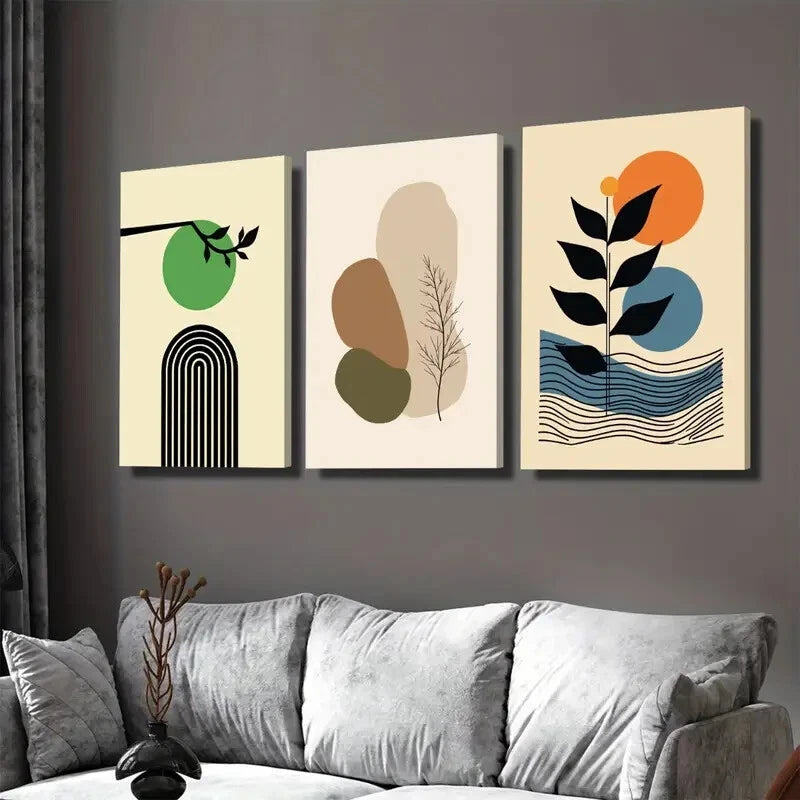 3pcs Abstract 3 Minimalist Modern Green Wall Art Set Canvas Framed 40x60cm - High Quality Print 100% Australian Made Wall Canvas Ready to Hang