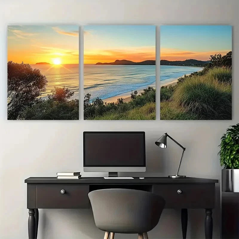 3pcs Byron Bay Australia Travel Wall Art Set Canvas Framed 60x90cm - High Quality Print 100% Australian Made Wall Canvas Ready to Hang
