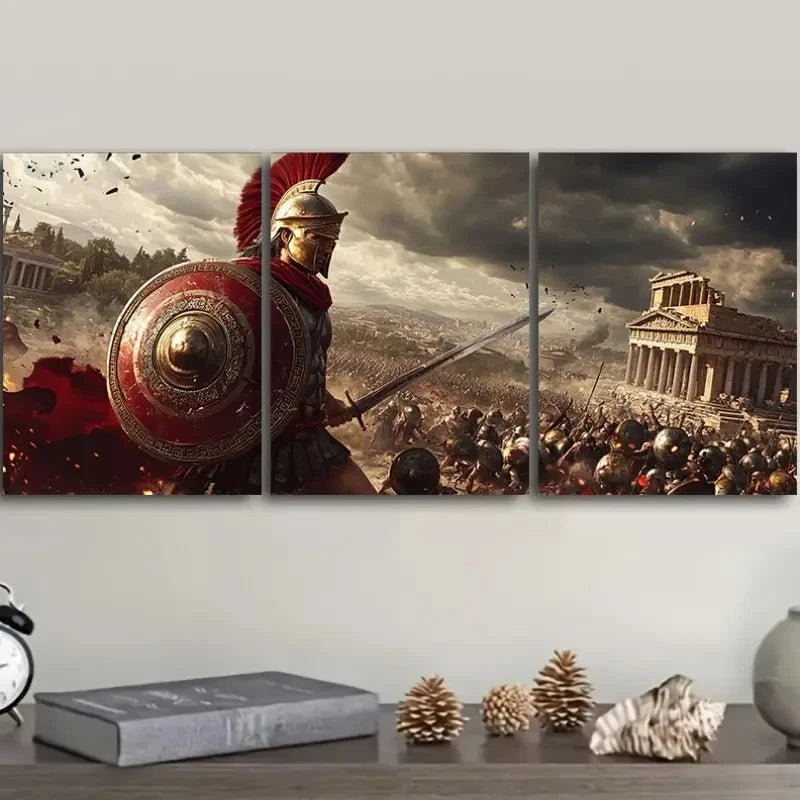 3pcs The Last Stand Of The Spartan painting Wall Art Set Canvas Framed 40x60cm - High Quality Print 100% Australian Made Wall Canvas Ready to Hang