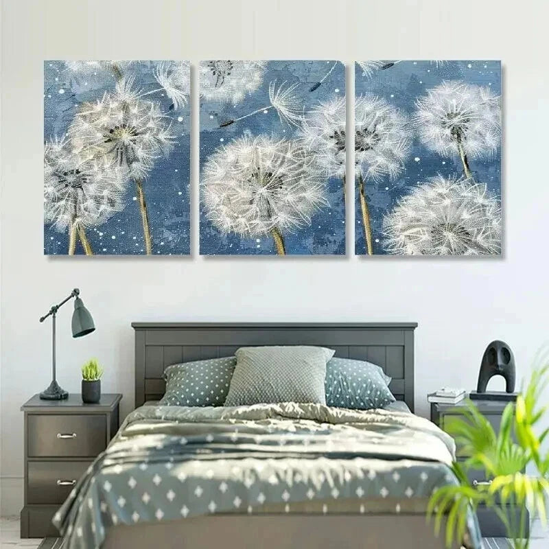 3pcs Classic Dandelion Botanical Print Wall Art Set Canvas Framed 40x60cm - High Quality Print 100% Australian Made Wall Canvas Ready to Hang