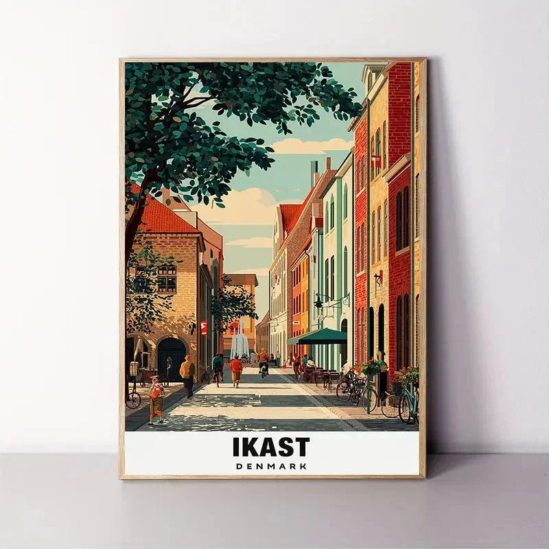Ikast Danish Travel Poster Print Wall Art