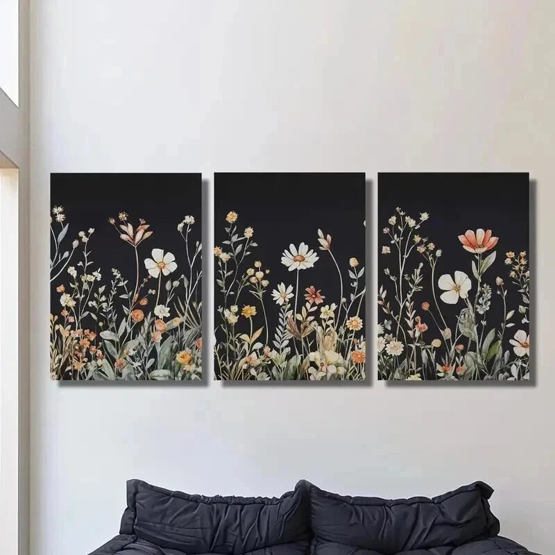 3pcs Simple White Red Flower Decorative Wall Art Set Canvas Framed 40x60cm - High Quality Print 100% Australian Made Wall Canvas Ready to Hang
