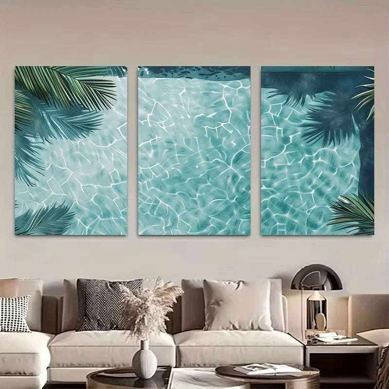 3pcs Tranquil Beach with Turquoise Waters Wall Art Set Canvas Framed 60x90cm - High Quality Print 100% Australian Made Wall Canvas Ready to Hang