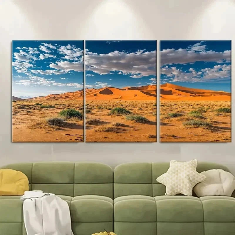 3pcs Erg Chebbi Dunes Travel Print Wall Art Set Canvas Framed 60x90cm - High Quality Print 100% Australian Made Wall Canvas Ready to Hang