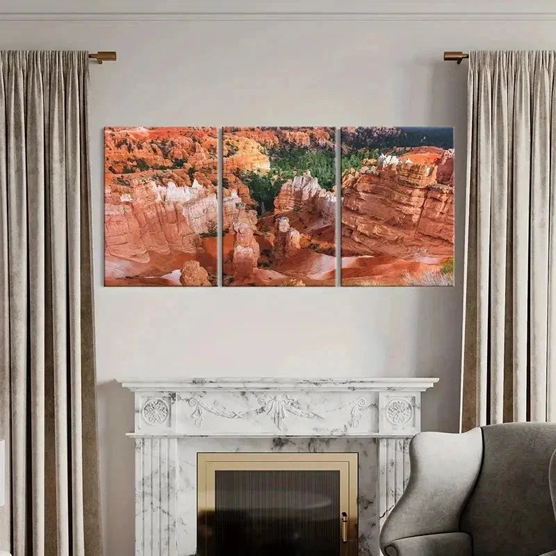 3pcs Mountain Landscape Prints with Sunlit Wall Art Set Canvas Framed 40x60cm - High Quality Print 100% Australian Made Wall Canvas Ready to Hang