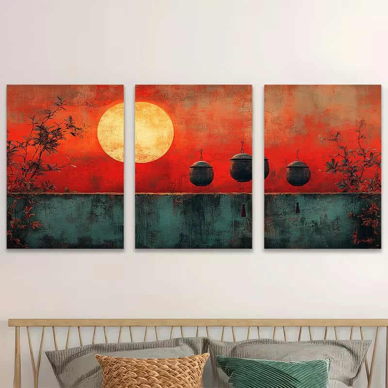 3pcs Whispering Wind Chimes Metal Print Ready to Hang Art