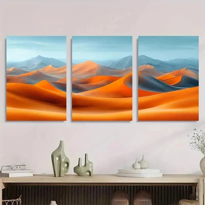 3pcs Desert Dunes Abstract Minimalist Perfect Wall Art Set Canvas Framed 40x60cm - High Quality Print 100% Australian Made Wall Canvas Ready to Hang