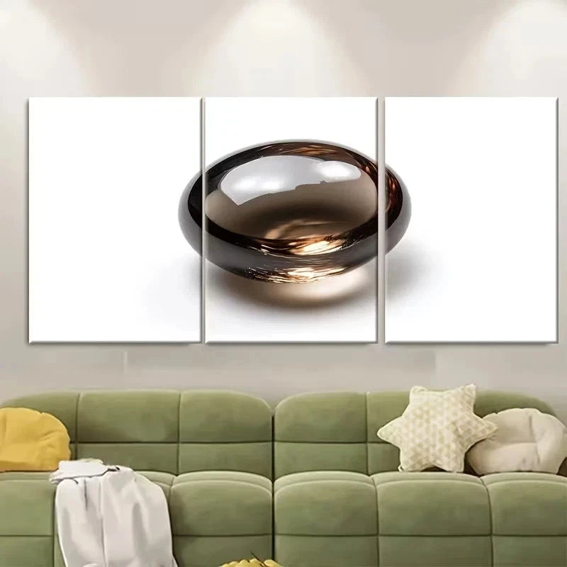 3pcs Minimalist Oval Gemstone like Decor Wall Art Set Canvas Framed 60x90cm – High Quality Print 100% Australian Made Wall Canvas Ready to Hang