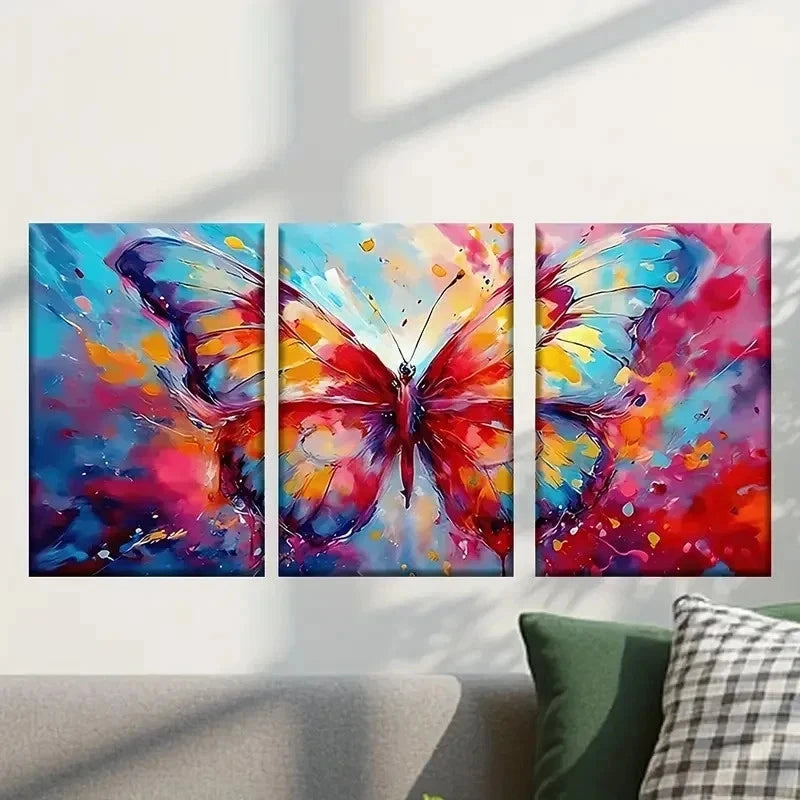 3pcs Abstract Butterfly Painting Decoration Wall Art Set Canvas Framed 40x60cm - High Quality Print 100% Australian Made Wall Canvas Ready to Hang