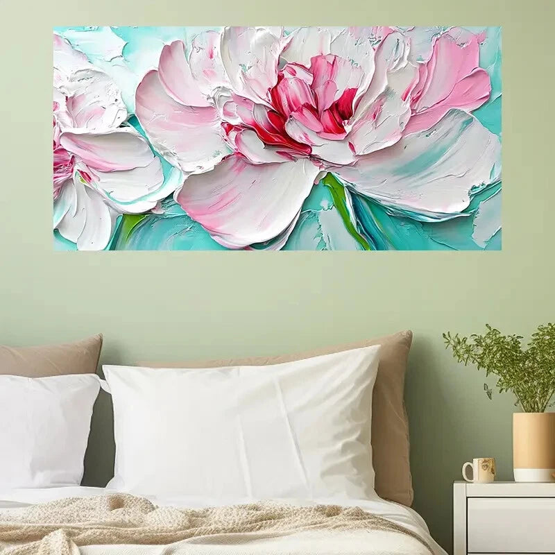 Large Pink Floral Flower Wall Art Canvas Office Home Room Framed 120x60cm