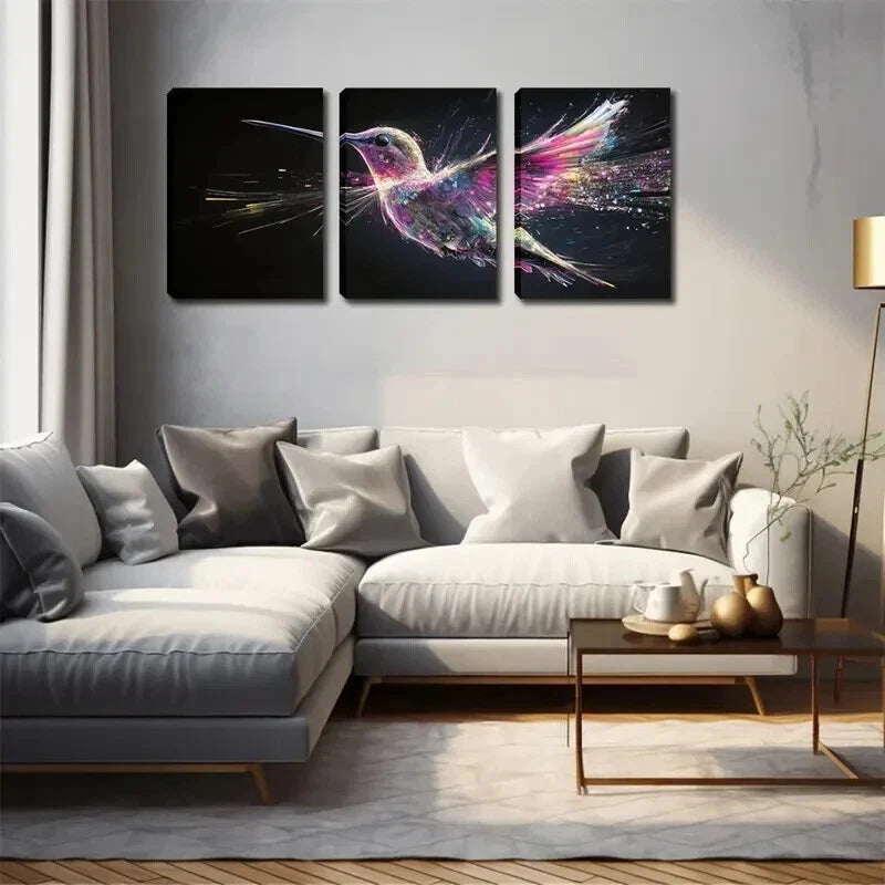 3pcs Minimalist Three Hummingbirds Perfect Wall Art Set Canvas Framed 40x60cm - High Quality Print 100% Australian Made Wall Canvas Ready to Hang