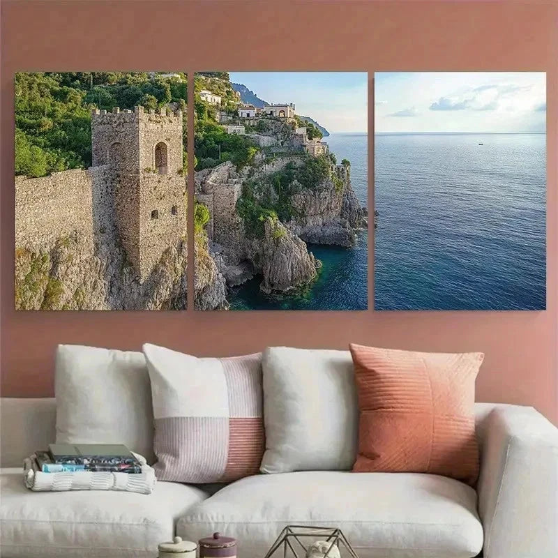 3pcs Minor Amalfi Italy Nature Perfect Wall Art Set Canvas Framed 40x60cm - High Quality Print 100% Australian Made Wall Canvas Ready to Hang