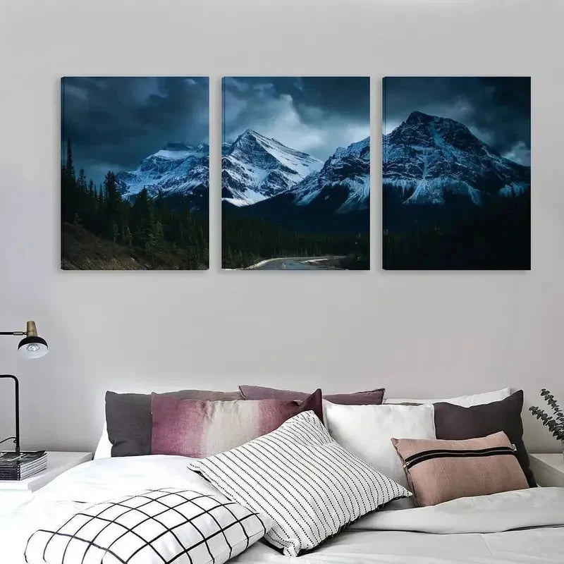 3pcs Mount Everest Winter Mountain Landscape Wall Art Set Canvas Framed 40x60cm - High Quality Print 100% Australian Made Wall Canvas Ready to Hang