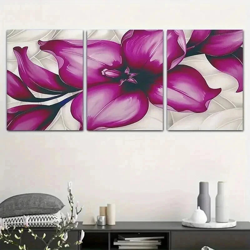 3pcs Elegant Purple Orchid with White Accents Wall Art Set Canvas Framed 40x60cm - High Quality Print 100% Australian Made Wall Canvas Ready to Hang