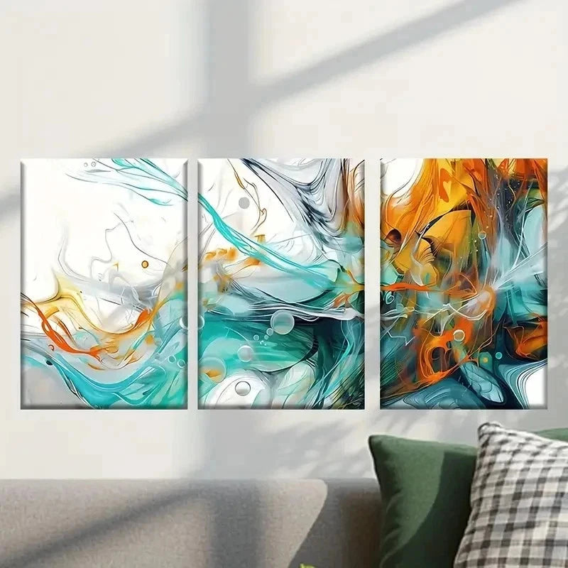 3pcs Featuring Abstract Colorful Designs Wall Art Set Canvas Framed 40x60cm - High Quality Print 100% Australian Made Wall Canvas Ready to Hang