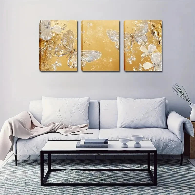 3pcs Abstract Watercolor Butterflies Perfect Wall Art Set Canvas Framed 40x60cm - High Quality Print 100% Australian Made Wall Canvas Ready to Hang