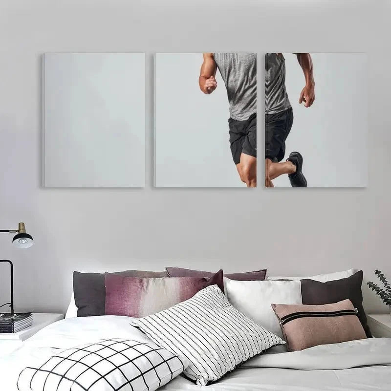 3pcs Dynamic Motion Of A Powerful Athlete Wall Art Set Canvas Framed 60x90cm - High Quality Print 100% Australian Made Wall Canvas Ready to Hang
