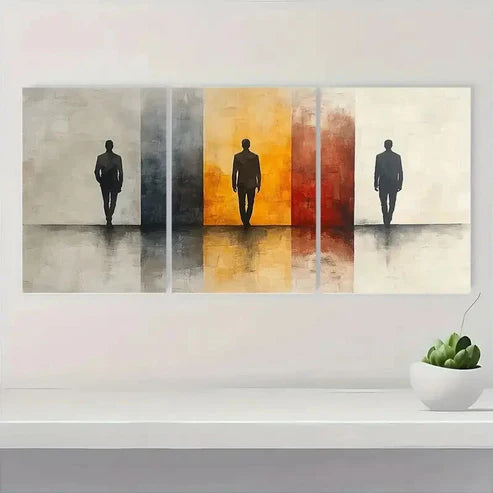 3pcs Serene Beige Silhouette Figures Wall Art Canvas Unframed - High Quality Print 100% Australian Made Wall Canvas