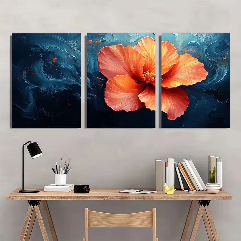 3pcs Hibiscus Tropical Flower Painting Wall Art Set Canvas Framed 60x90cm - High Quality Print 100% Australian Made Wall Canvas Ready to Hang