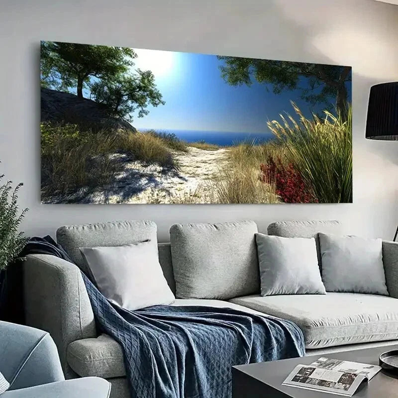 Coastal Pathway to Ocean wall canvas office home room framed 120x60cm