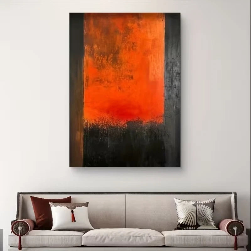Expressive Red and Yellow Oil Painting with Bold Metal Print Ready to Hang