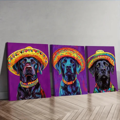 3pcs Style Labrador Dog Portrait Wall Art Set Canvas Unframed – High Quality Print 100% Australian Made Wall Canvas