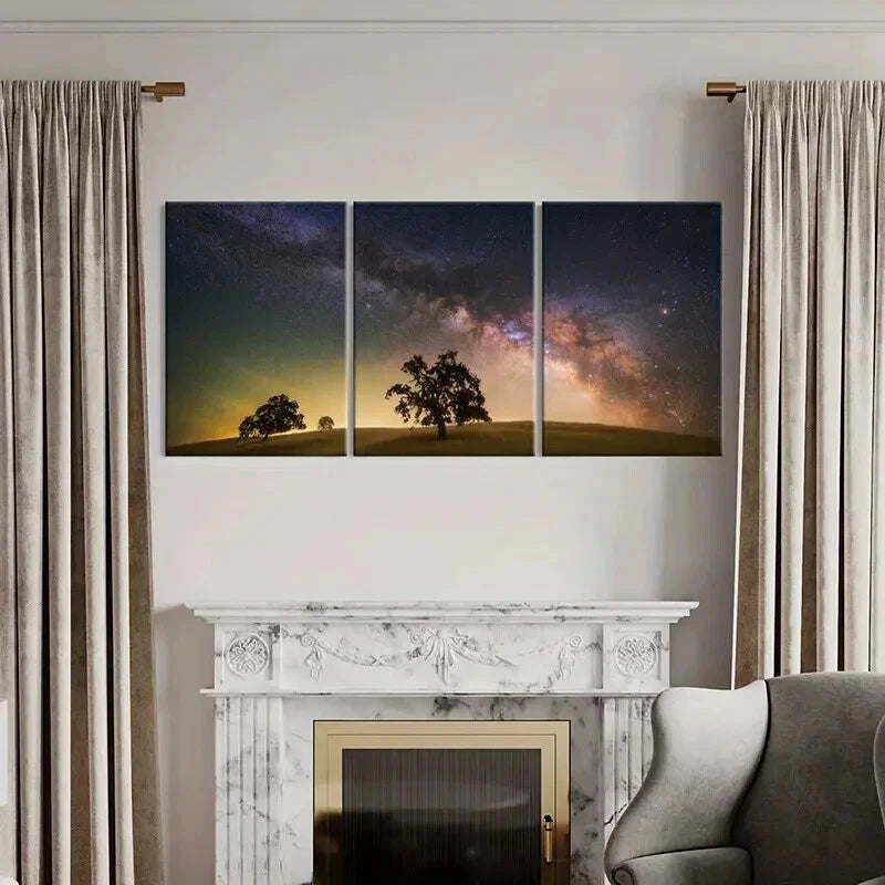 3pcs Desert Starry Sky & Trees Decoration Wall Art Set Canvas Framed 40x60cm - High Quality Print 100% Australian Made Wall Canvas Ready to Hang