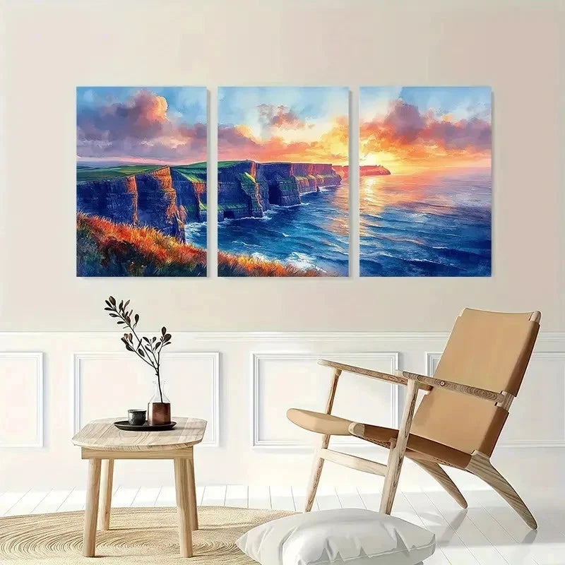 3pcs Vintage Beach Ocean Minimalist Perfect Wall Art Set Canvas Framed 40x60cm - High Quality Print 100% Australian Made Wall Canvas Ready to Hang
