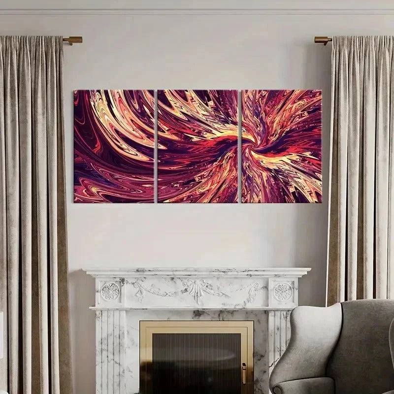 3pcs Abstract Aesthetic Swirl Psychedelic Wall Art Set Canvas Framed 40x60cm - High Quality Print 100% Australian Made Wall Canvas Ready to Hang