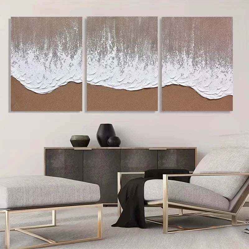 Share 3pcs Black and White Ocean Waves Crashing Wall Art Set Canvas Framed 60x90cm - High Quality Print 100% Australian Made Wall Canvas Ready to Hang