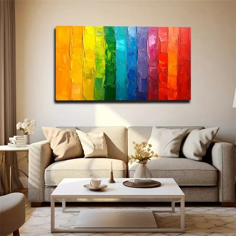 Vibrant Colorful Paint Strips Wall Art canvas office home room framed 120x60cm