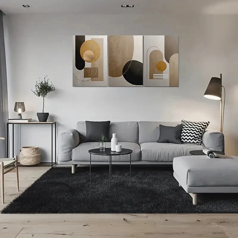 3pcs Minimalist Geometric Modern Abstract Wall Art Set Canvas Framed 40x60cm - High Quality Print 100% Australian Made Wall Canvas Ready to Hang