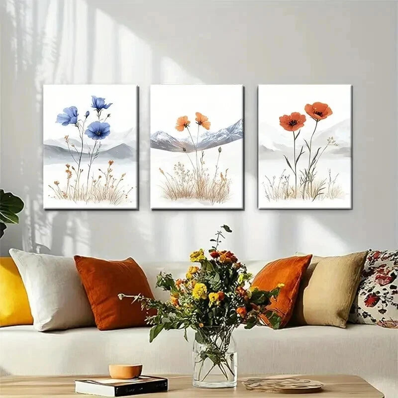 3pcs Minimalist Floral Elegant Nature Perfect Wall Art Set Canvas Framed 50x70cm - High Quality Print 100% Australian Made Wall Canvas Ready to Hang