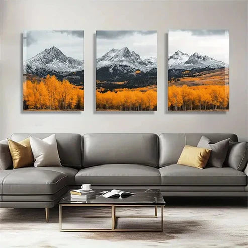 3pcs Majestic Mountain Vibrant Autumn Perfect Wall Art Canvas Unframed - High Quality Print 100% Australian Made Wall Canvas