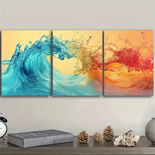 3pcs colorful waves Wall Art Set Canvas Unframed - High Quality Print 100% Australian Made Wall Canvas