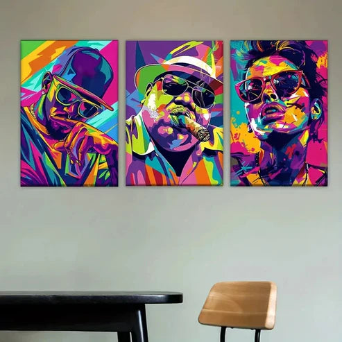 3pcs Featuring 'The Three Stooges Wall Art Set Canvas Unframed - High Quality Print 100% Australian Made Wall Canvas