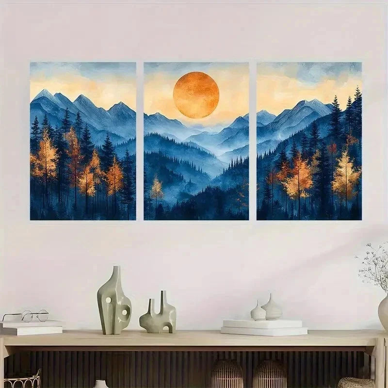 3pcs Mountain Forest Natural Scenery Wall Art Set Canvas Framed 40x60cm - High Quality Print 100% Australian Made Wall Canvas Ready to Hang