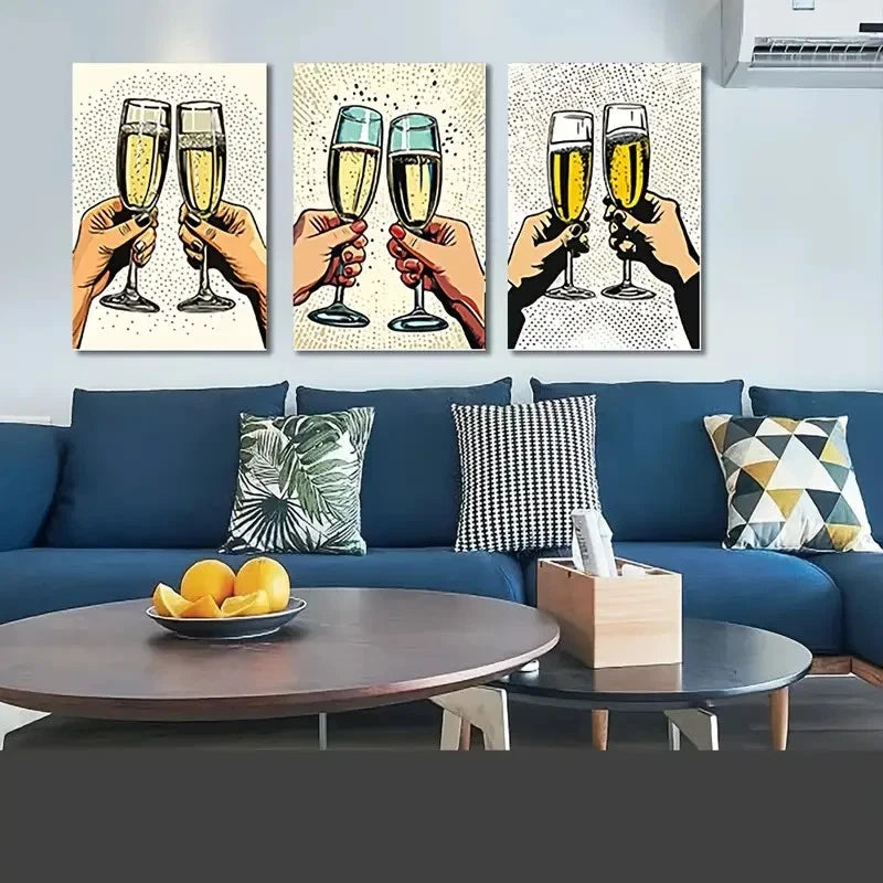 3pcs Retro Style Dorm Corridor Wall Art Canvas Framed 40x60cm - High Quality Print 100% Australian Made Wall Canvas Ready to Hang